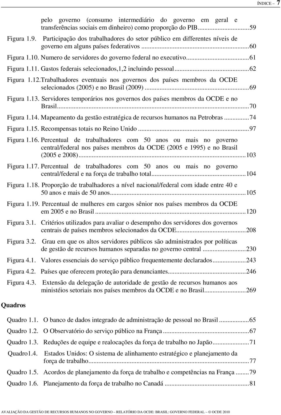 .. 61 Figura 1.11. Gastos federais selecionados,1,2 incluindo pessoal... 62 Figura 1.12.Trabalhadores eventuais nos governos dos países membros da OCDE selecionados (2005) e no Brasil (2009).