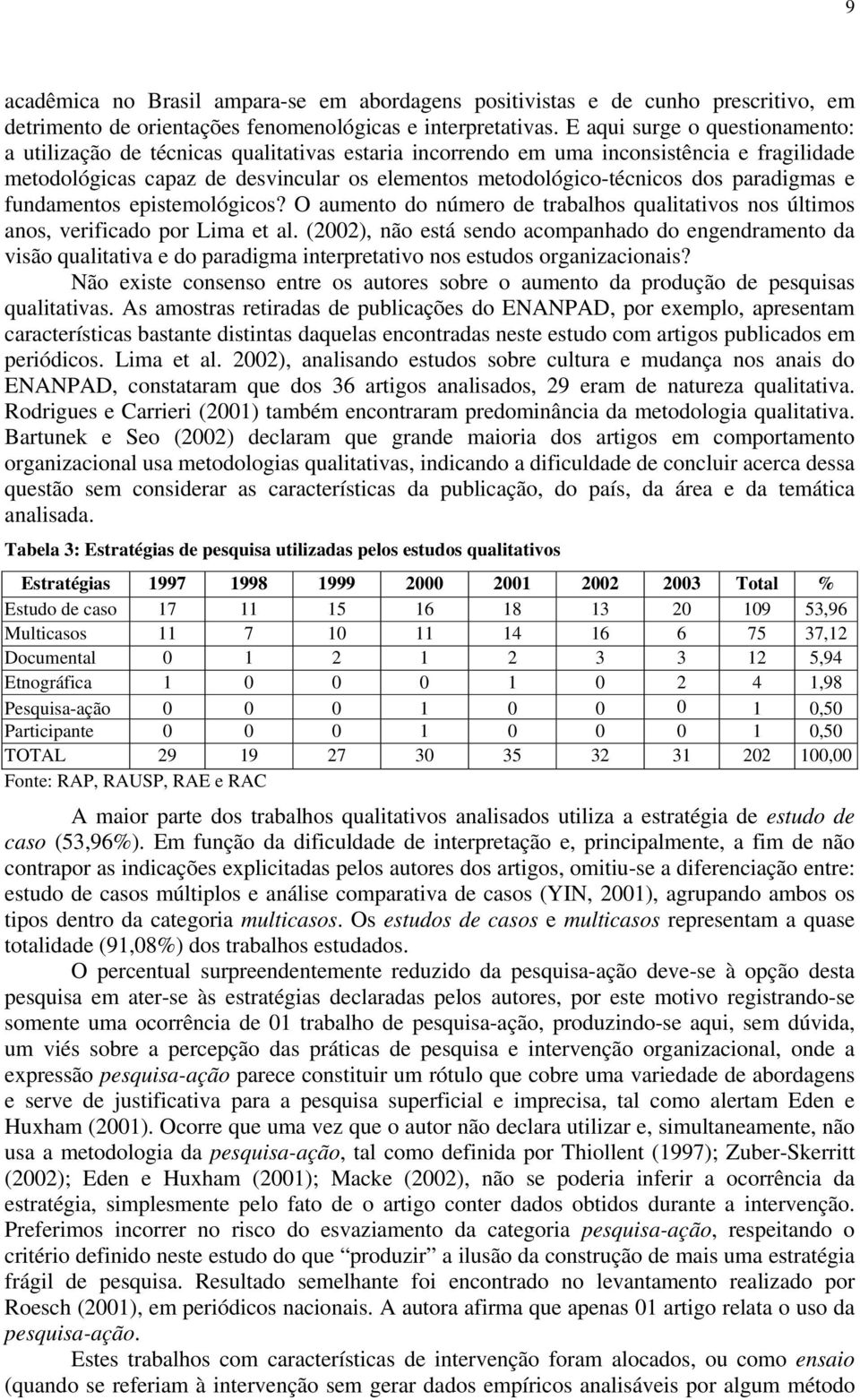 paradigmas e fundamentos epistemológicos? O aumento do número de trabalhos qualitativos nos últimos anos, verificado por Lima et al.