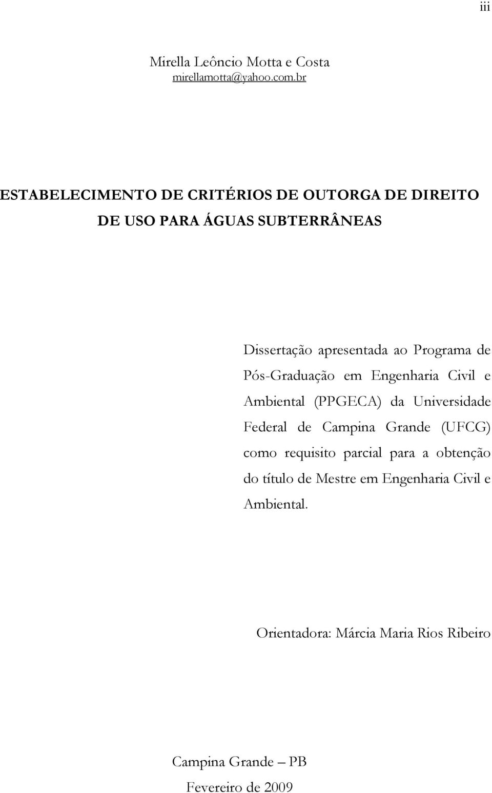 Programa de Pós-Graduação em Engenharia Civil e Ambiental (PPGECA) da Universidade Federal de Campina Grande