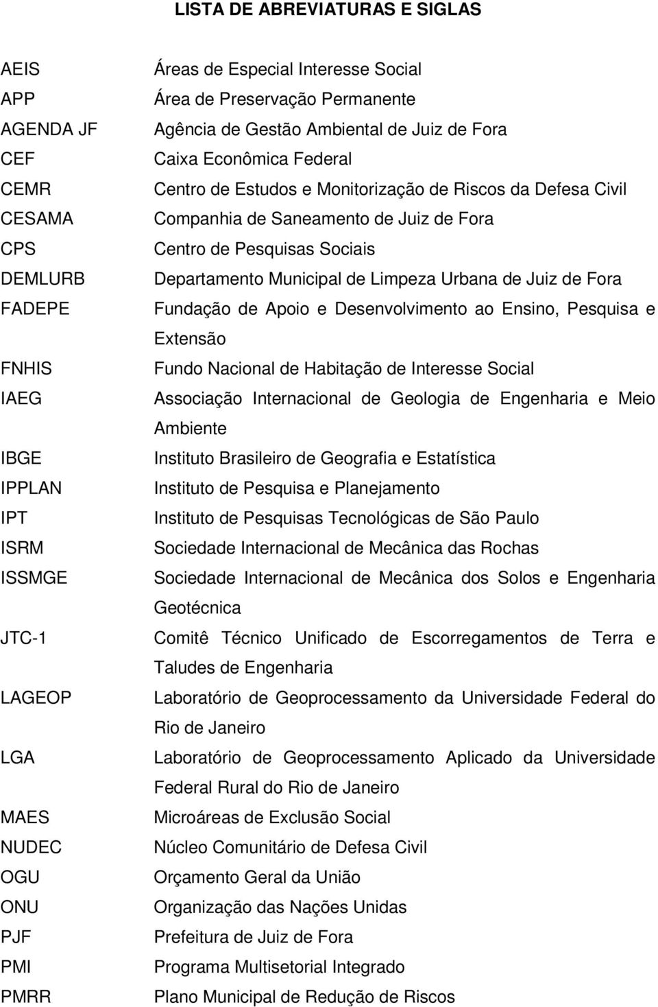 de Juiz de Fora Centro de Pesquisas Sociais Departamento Municipal de Limpeza Urbana de Juiz de Fora Fundação de Apoio e Desenvolvimento ao Ensino, Pesquisa e Extensão Fundo Nacional de Habitação de