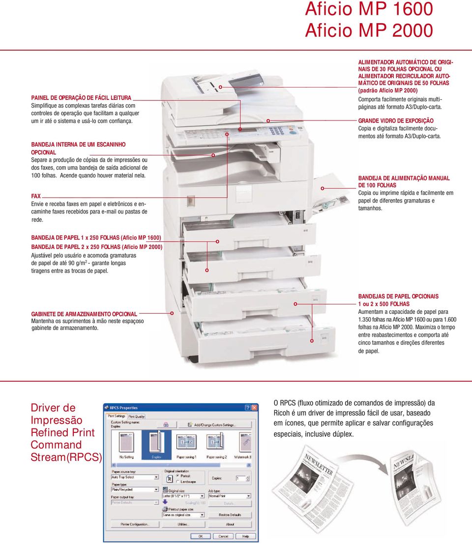 FAX Envie e receba faxes em papel e eletrônics e encaminhe faxes recebids para e-mail u pastas de rede.