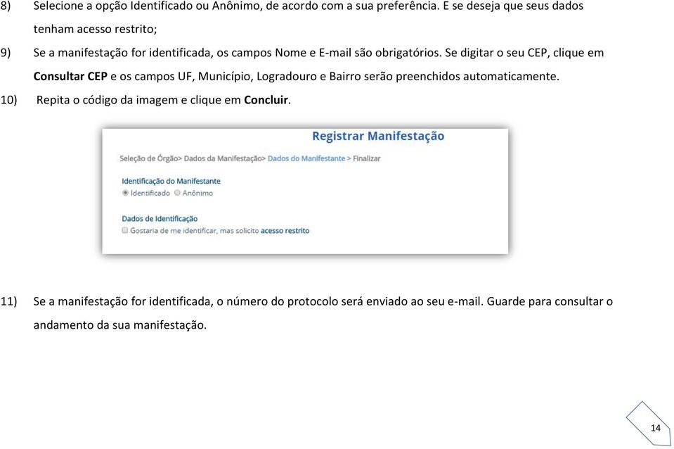 Se digitar o seu CEP, clique em Consultar CEP e os campos UF, Município, Logradouro e Bairro serão preenchidos automaticamente.