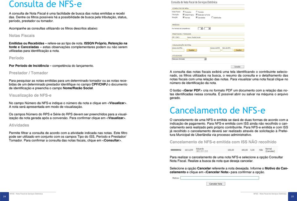 Acompanhe as consultas utilizando os filtros descritos abaixo: Notas Fiscais Emitidas ou Recebidas refere-se ao tipo de nota.