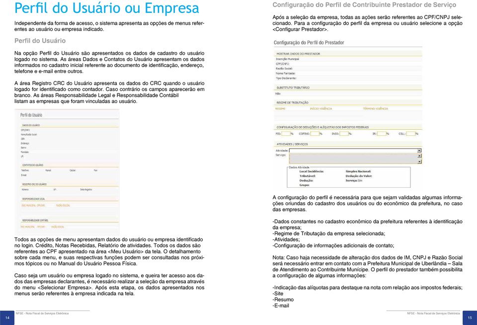 Para a configuração do perfil da empresa ou usuário selecione a opção <Configurar Prestador>.