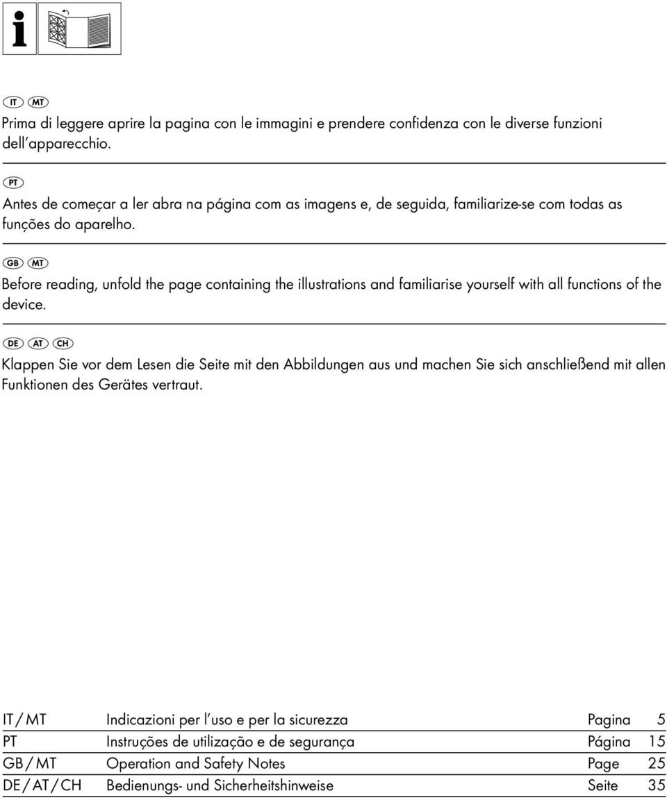 Before reading, unfold the page containing the illustrations and familiarise yourself with all functions of the device.