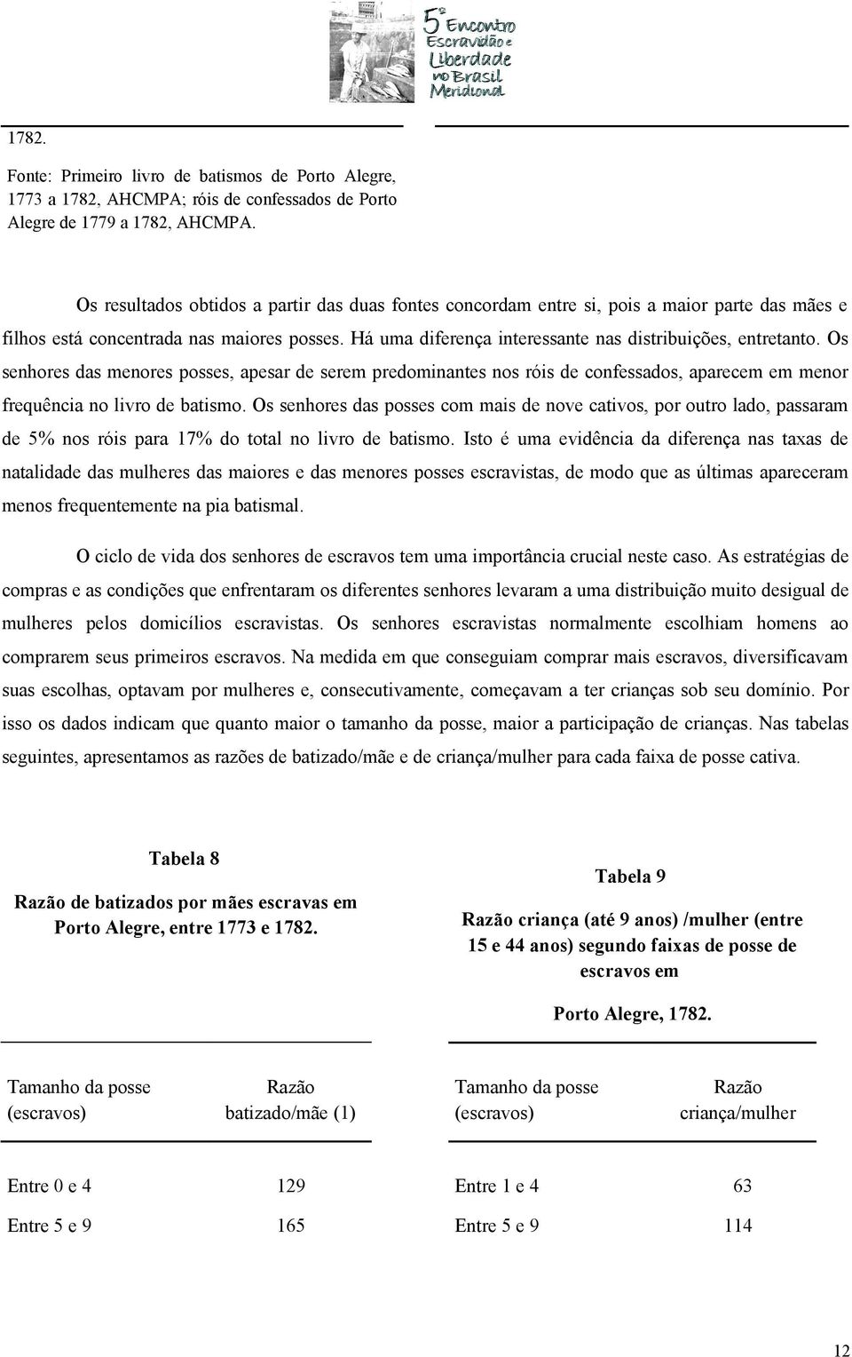 Há uma diferença interessante nas distribuições, entretanto. Os senhores das menores posses, apesar de serem predominantes nos róis de confessados, aparecem em menor frequência no livro de batismo.