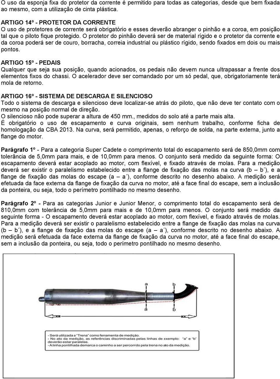 O protetor do pinhão deverá ser de material rígido e o protetor da corrente e da coroa poderá ser de couro, borracha, correia industrial ou plástico rígido, sendo fixados em dois ou mais pontos.