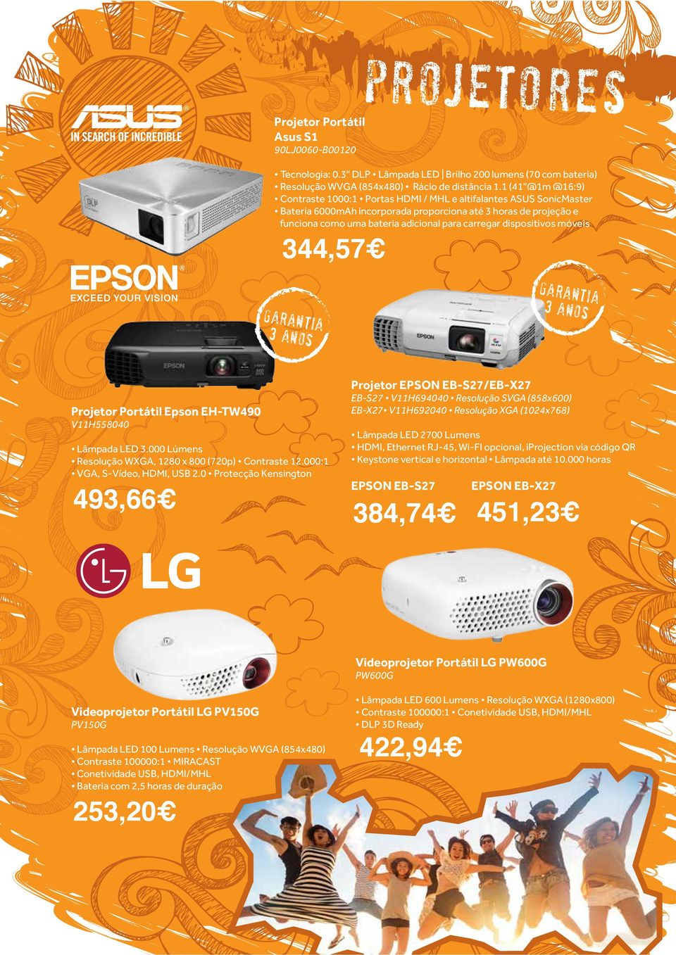 dispositivos móveis 344,57 GARANTIA GARANTIA Projetor Portátil Epson EH-TW490 V11H558040 Lâmpada LED 3.000 Lúmens Resolução WXGA, 1280 x 800 (720p) Contraste 12.000:1 VGA, S-Vídeo, HDMI, USB 2.