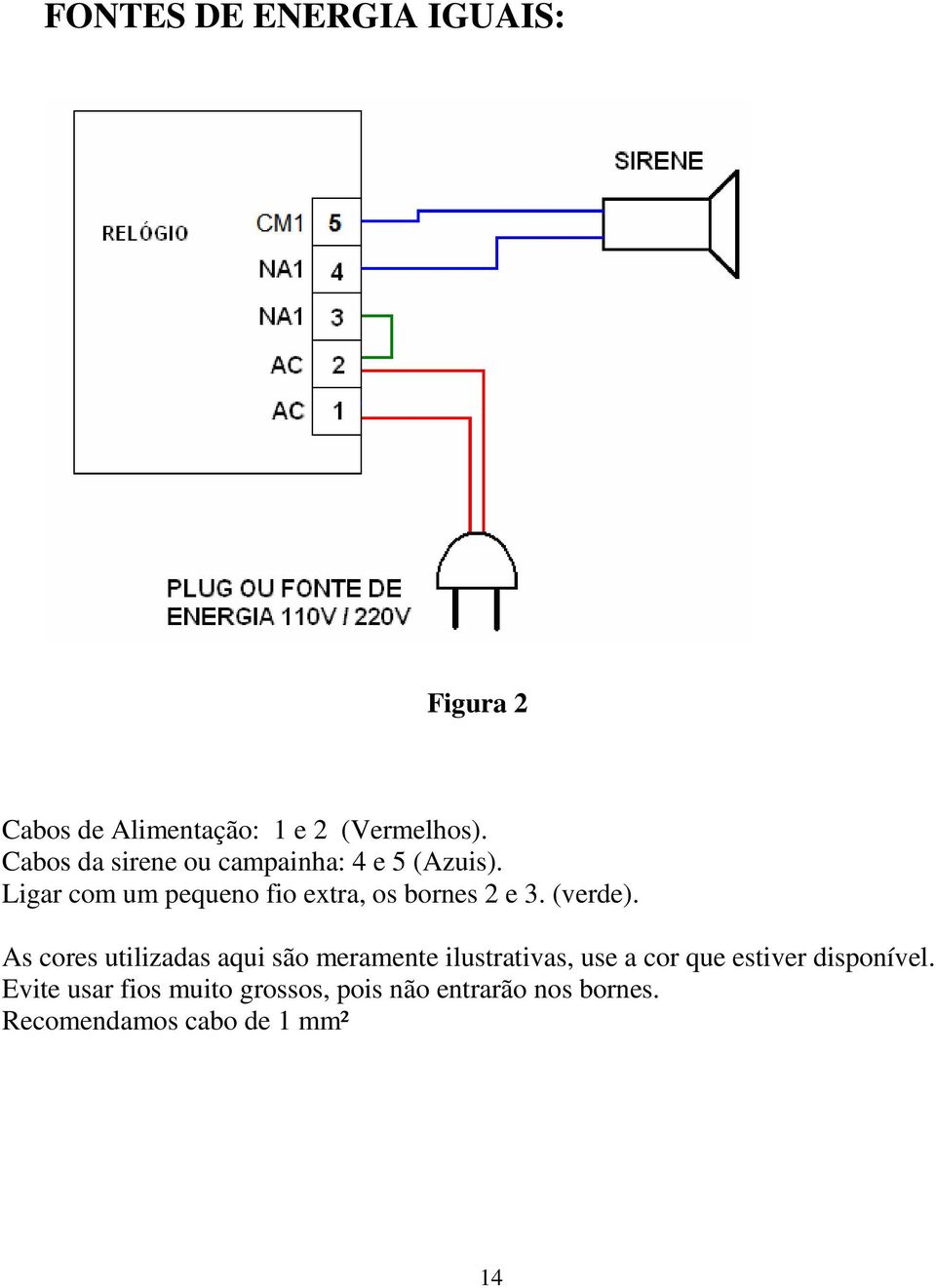 Ligar com um pequeno fio extra, os bornes 2 e 3. (verde).