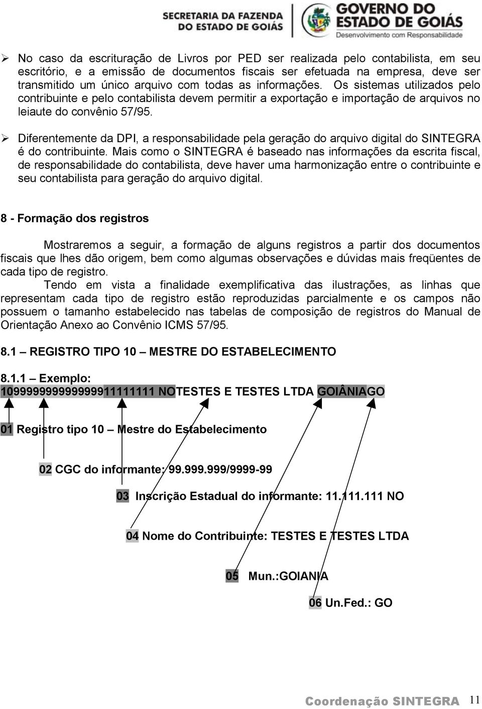 Diferentemente da DPI, a responsabilidade pela geração do arquivo digital do SITEGRA é do contribuinte.