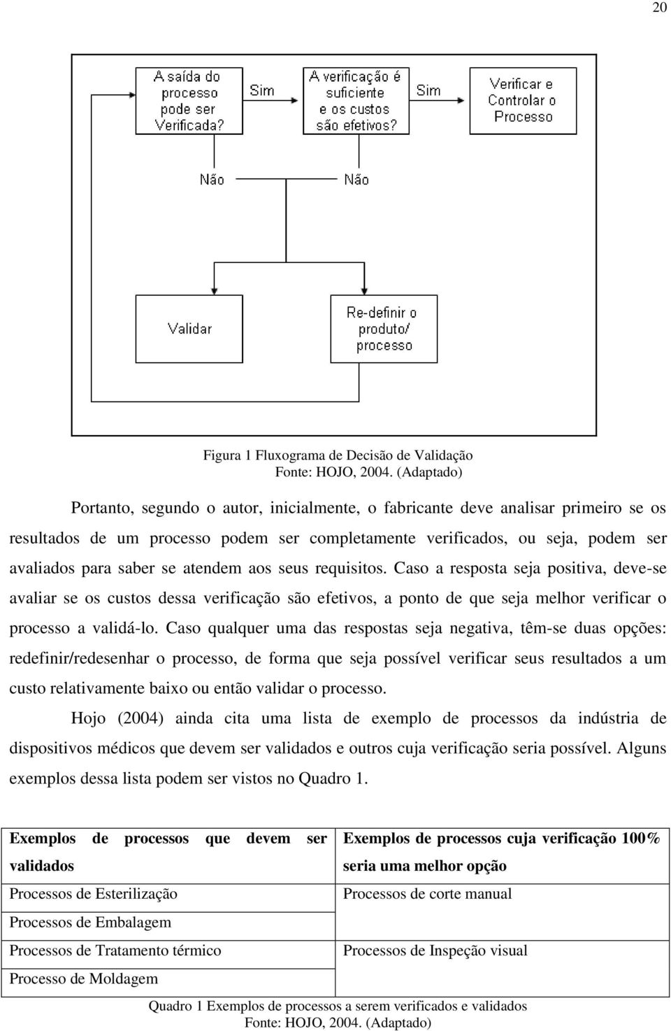 atendem aos seus requisitos. Caso a resposta seja positiva, deve-se avaliar se os custos dessa verificação são efetivos, a ponto de que seja melhor verificar o processo a validá-lo.