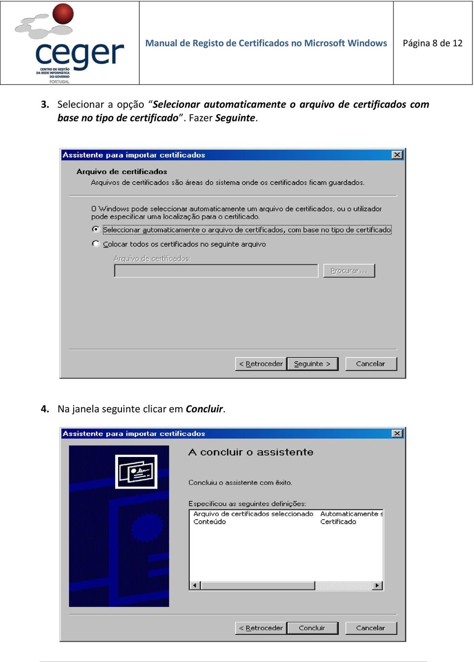 Selecionar a opção Selecionar automaticamente o arquivo de