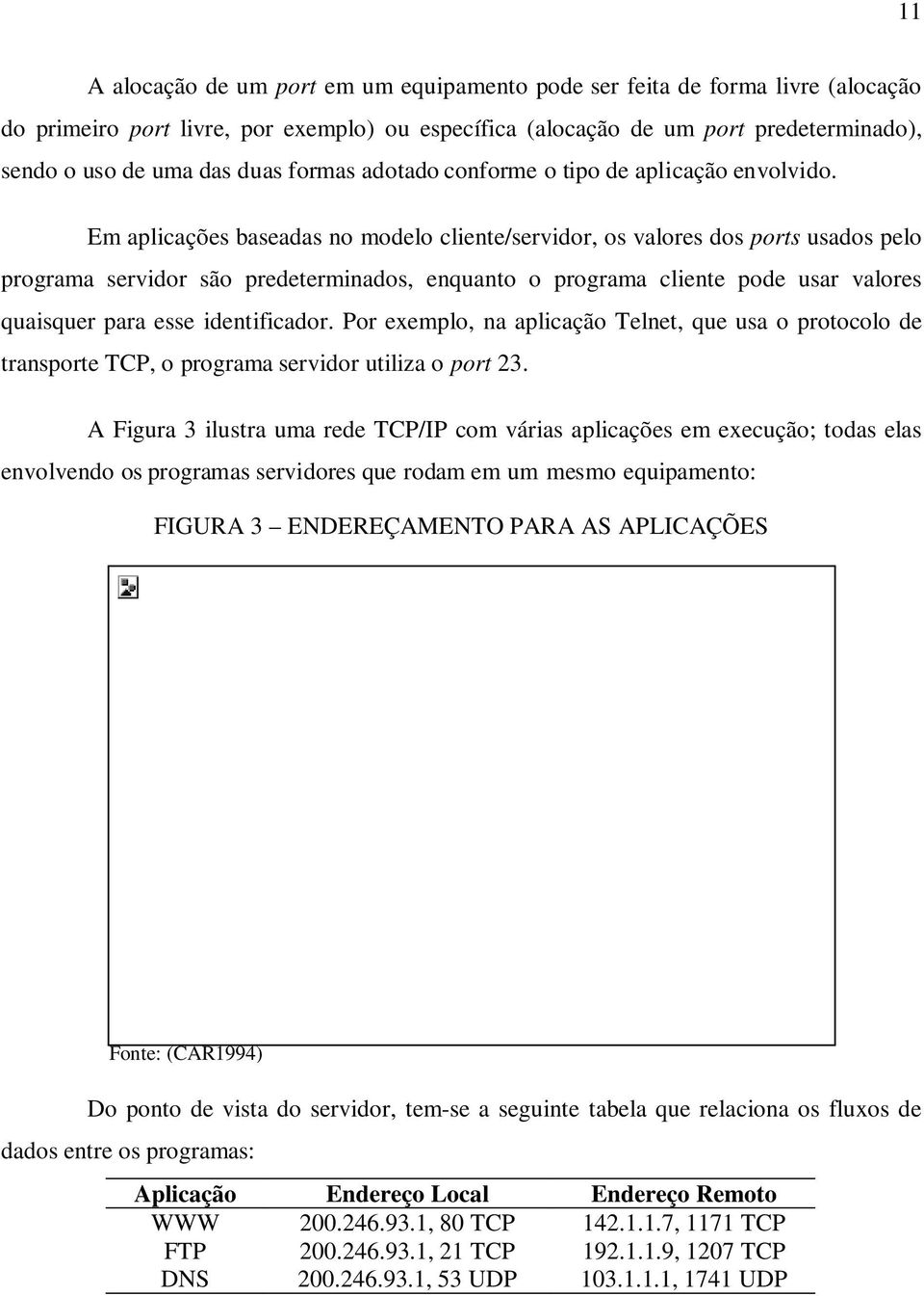 Em aplicações baseadas no modelo cliente/servidor, os valores dos ports usados pelo programa servidor são predeterminados, enquanto o programa cliente pode usar valores quaisquer para esse