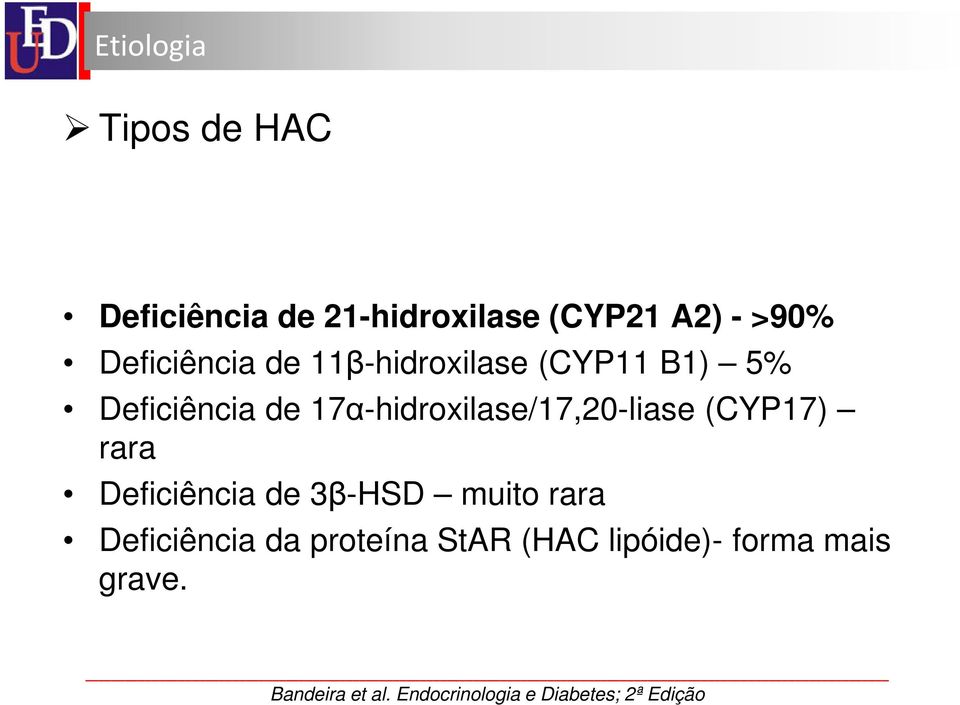 17α-hidroxilase/17,20-liase (CYP17) rara Deficiência de 3β-HSD muito rara