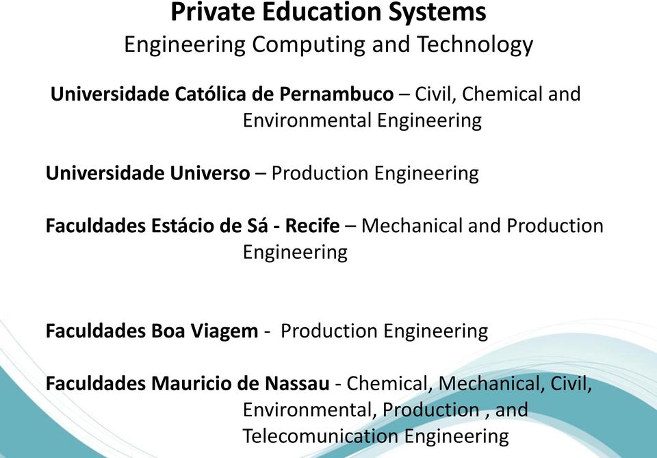 Sá - Recife Mechanical and Production Engineering Faculdades Boa Viagem - Production Engineering Faculdades