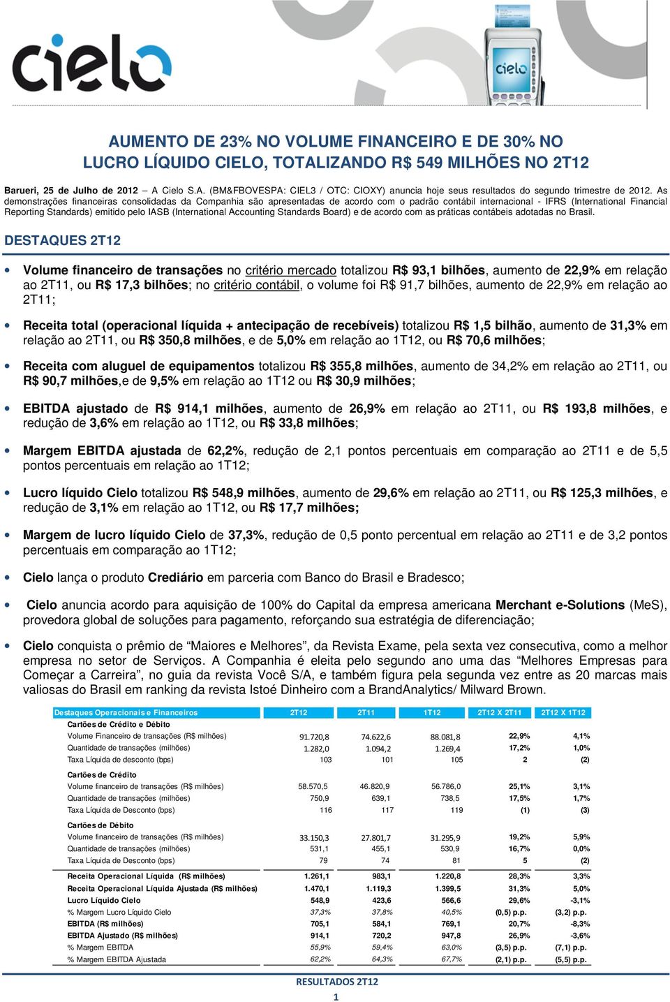 (International Accounting Standards Board Board) e de acordo com as práticas contábeis adotadas no Brasil.