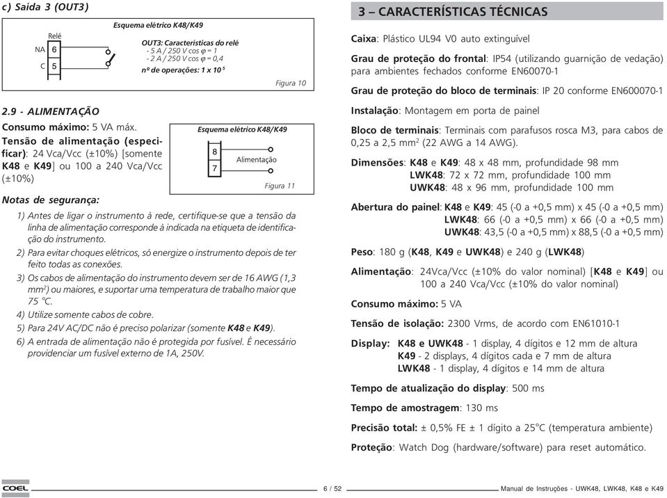 - AIMENTAÇÃO Csumo máximo: 5 VA máx.