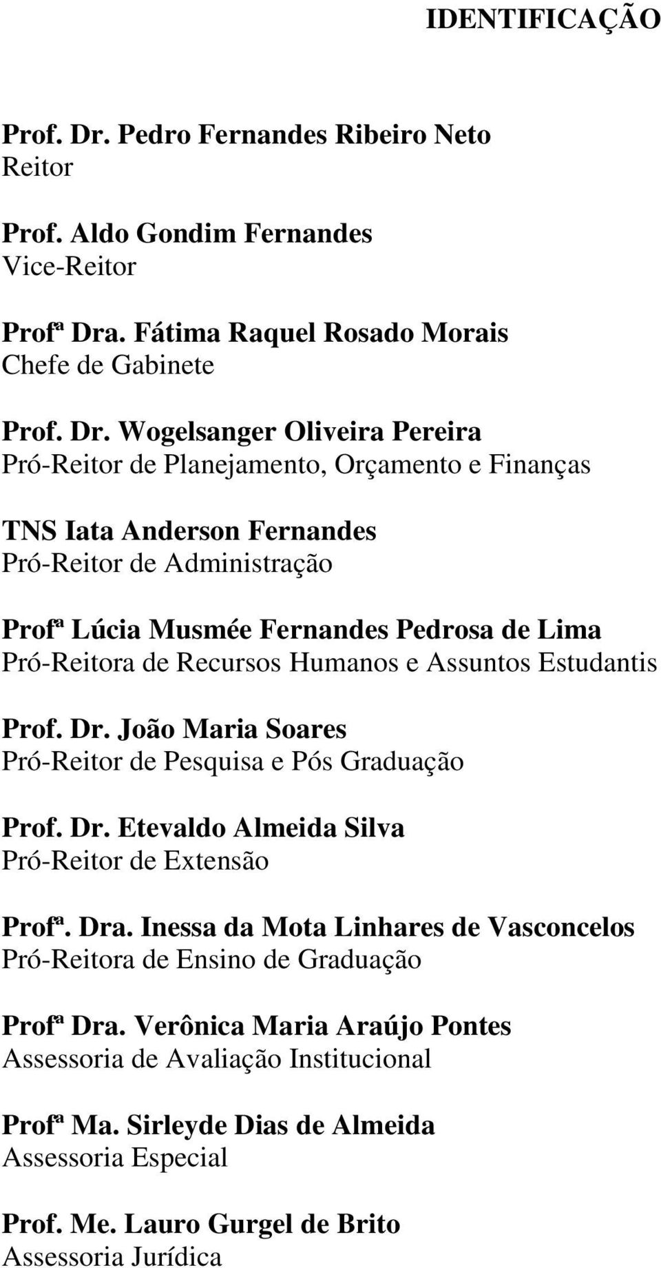 . Fátima Raquel Rosado Morais Chefe de Gabinete Prof. Dr.