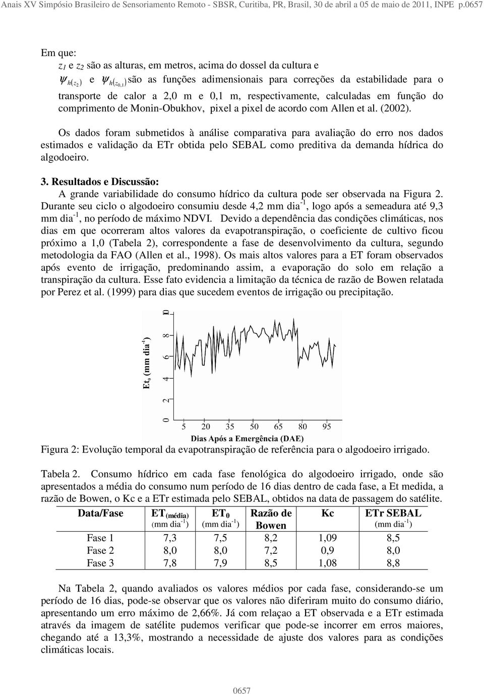 m, respectivamente, calculadas em função do comprimento de Monin-Obukhov, pixel a pixel de acordo com Allen et al. (2002).