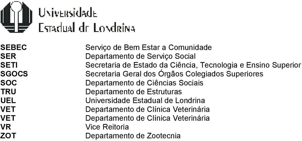 Superiores Departamento de Ciências Sociais Departamento de Estruturas Universidade Estadual de Londrina