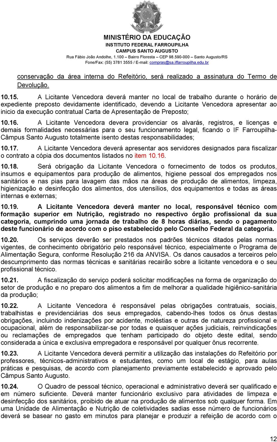 Carta de Apresentação de Preposto; 10.16.