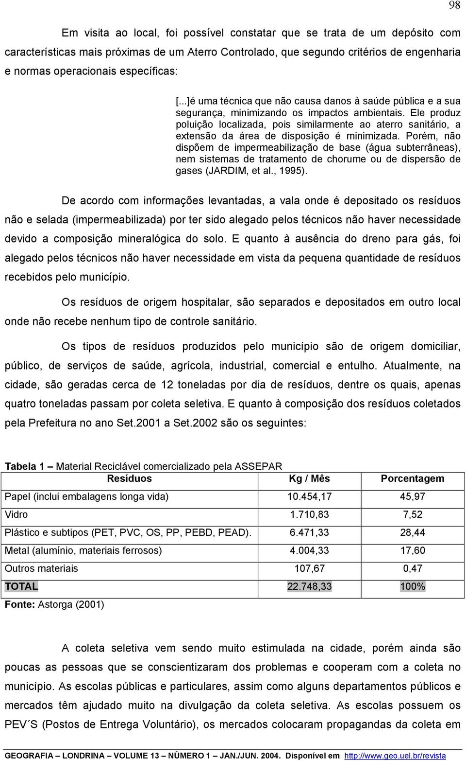 Ele produz poluição localizada, pois similarmente ao aterro sanitário, a extensão da área de disposição é minimizada.