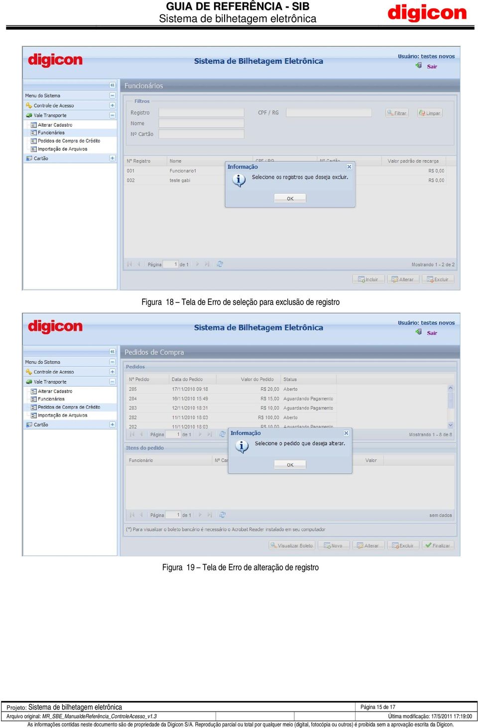 registro Figura 19 Tela de Erro