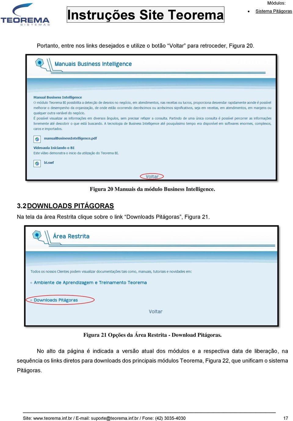 Figura 21 Opções da Área Restrita - Download Pitágoras.