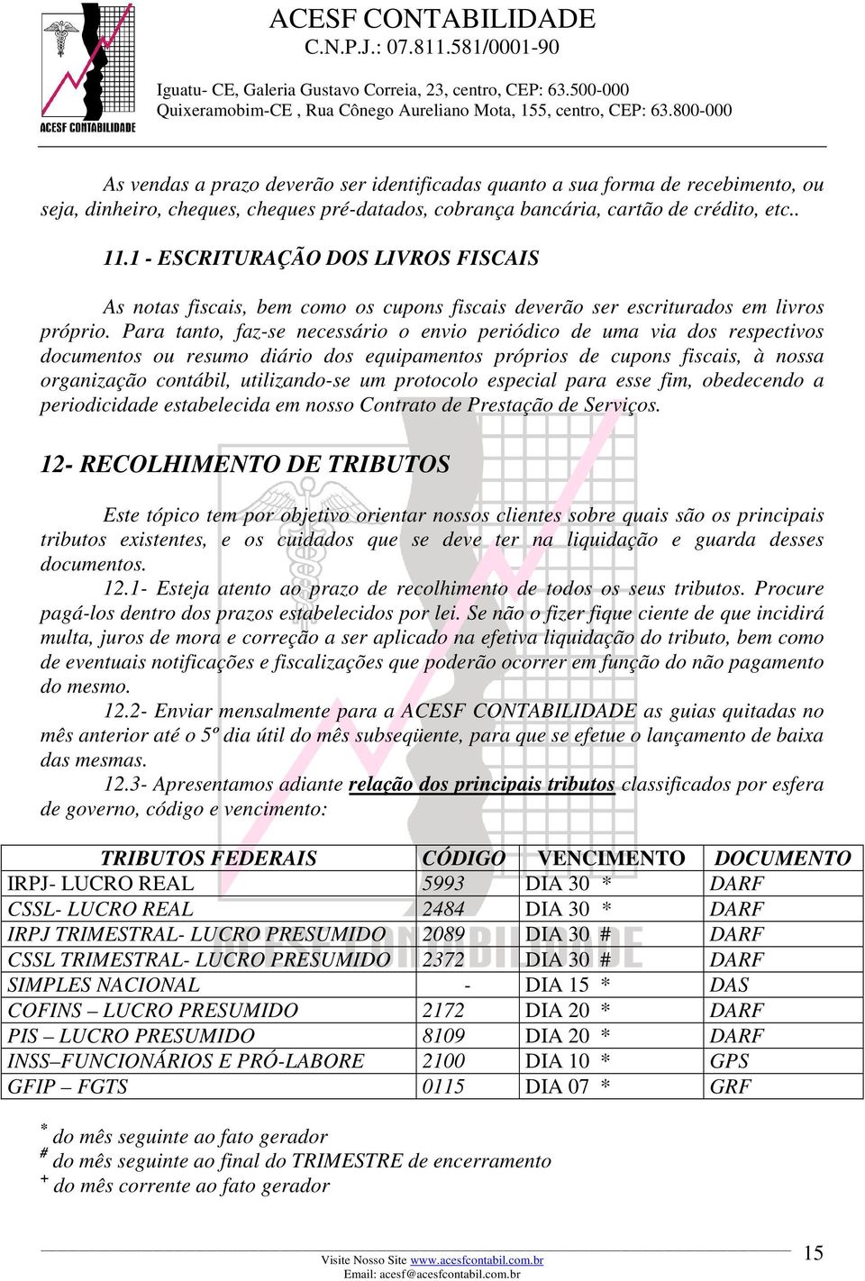 Para tanto, faz-se necessário o envio periódico de uma via dos respectivos documentos ou resumo diário dos equipamentos próprios de cupons fiscais, à nossa organização contábil, utilizando-se um