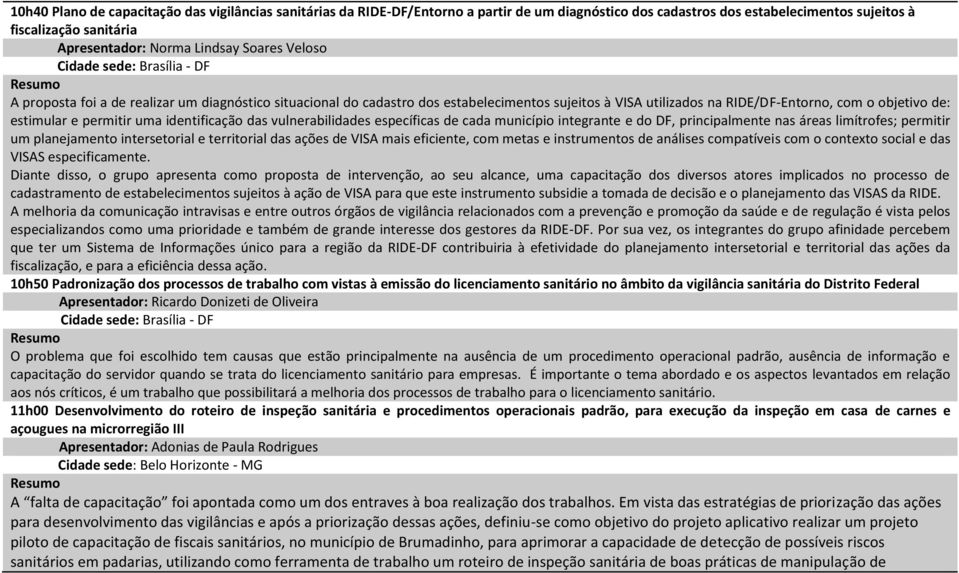 estimular e permitir uma identificação das vulnerabilidades específicas de cada município integrante e do DF, principalmente nas áreas limítrofes; permitir um planejamento intersetorial e territorial