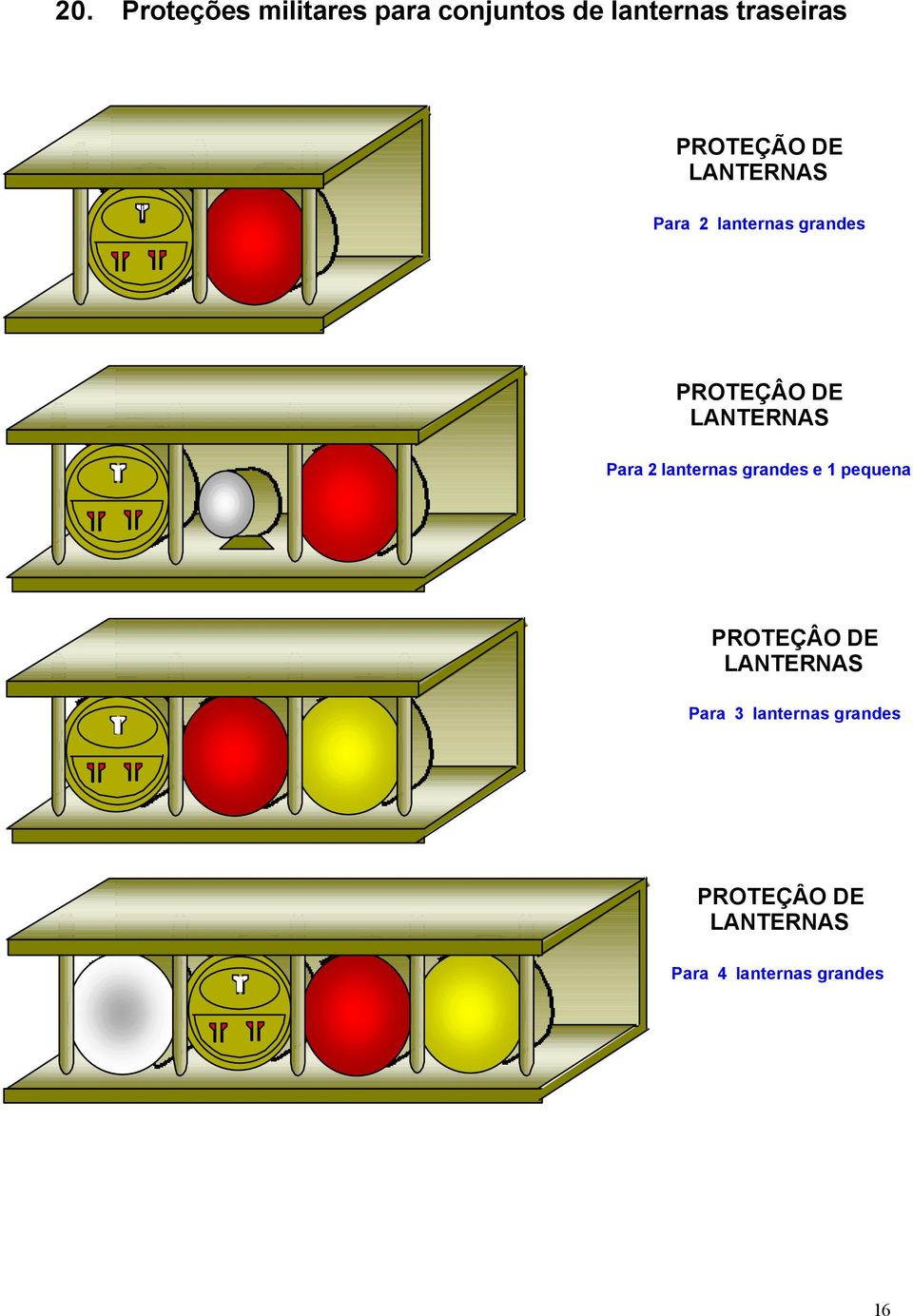 LANTERNAS Para 2 lanternas grandes e 1 pequena PROTEÇÂO DE