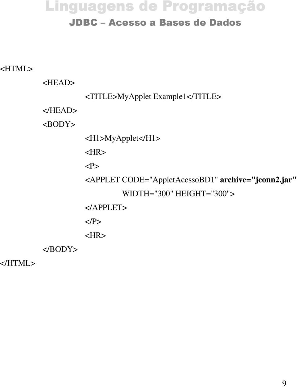 CODE="AppletAcessoBD1" archive="jconn2.