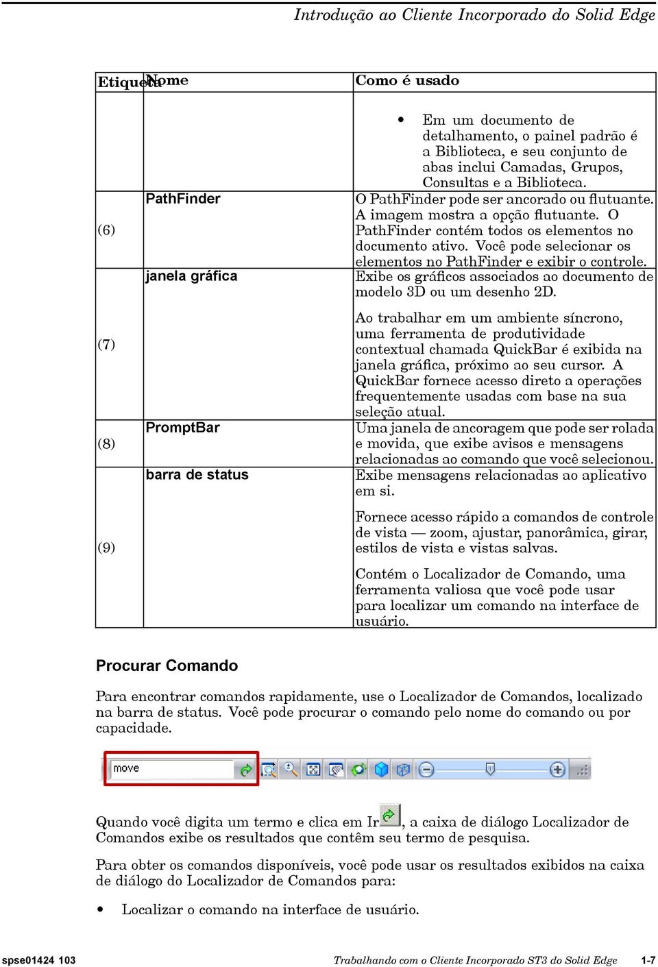 O PathFinder contém todos os elementos no documento ativo. Você pode selecionar os elementos no PathFinder e exibir o controle. Exibe os gráficos associados ao documento de modelo 3D ou um desenho 2D.