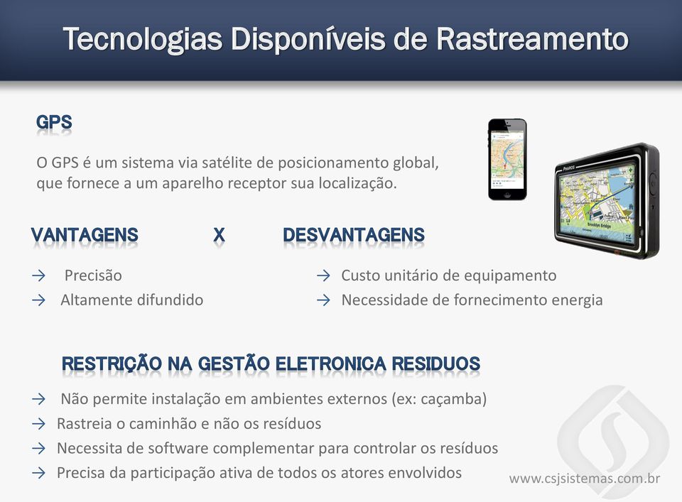 Precisão Altamente difundido Custo unitário de equipamento Necessidade de fornecimento energia Não permite