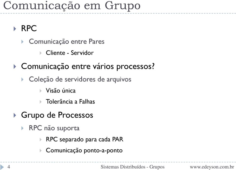 Coleção de servidores de arquivos Visão única Tolerância a