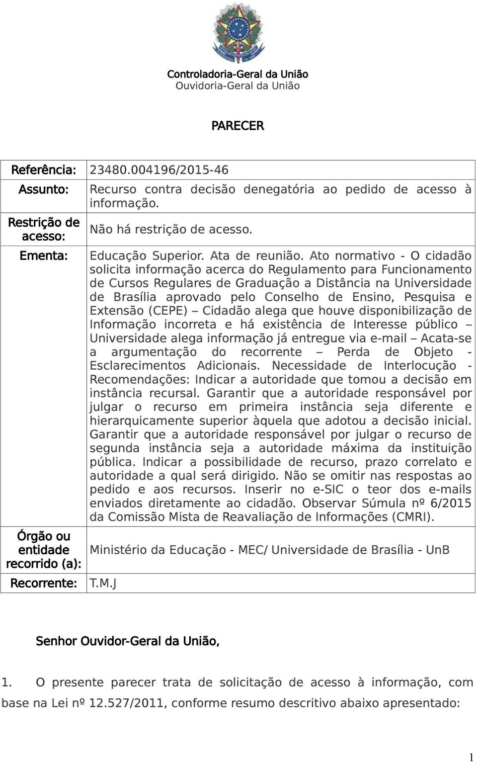 Educação Superior. Ata de reunião.