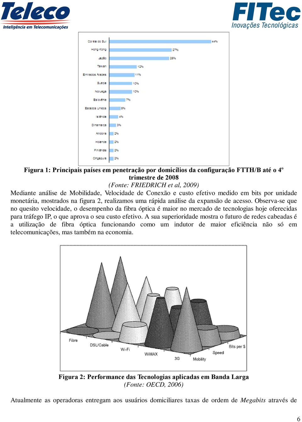 Observa-se que no quesito velocidade, o desempenho da fibra óptica é maior no mercado de tecnologias hoje oferecidas para tráfego IP, o que aprova o seu custo efetivo.