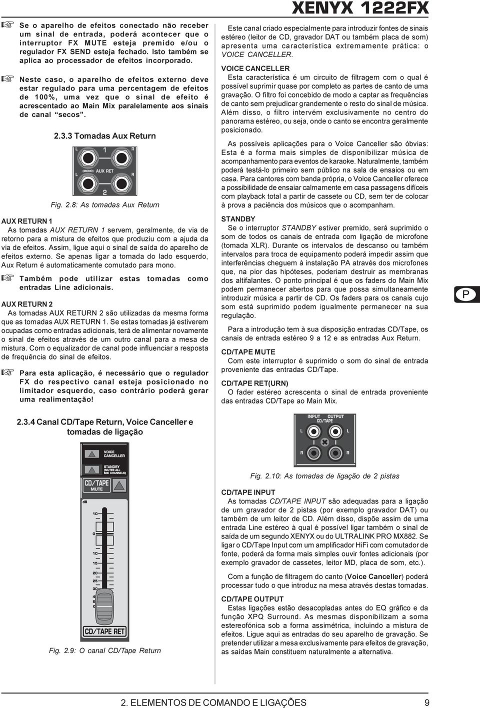 + Neste caso, o aparelho de efeitos externo deve estar regulado para uma percentagem de efeitos de 100%, uma vez que o sinal de efeito é acrescentado ao Main Mix paralelamente aos sinais de canal