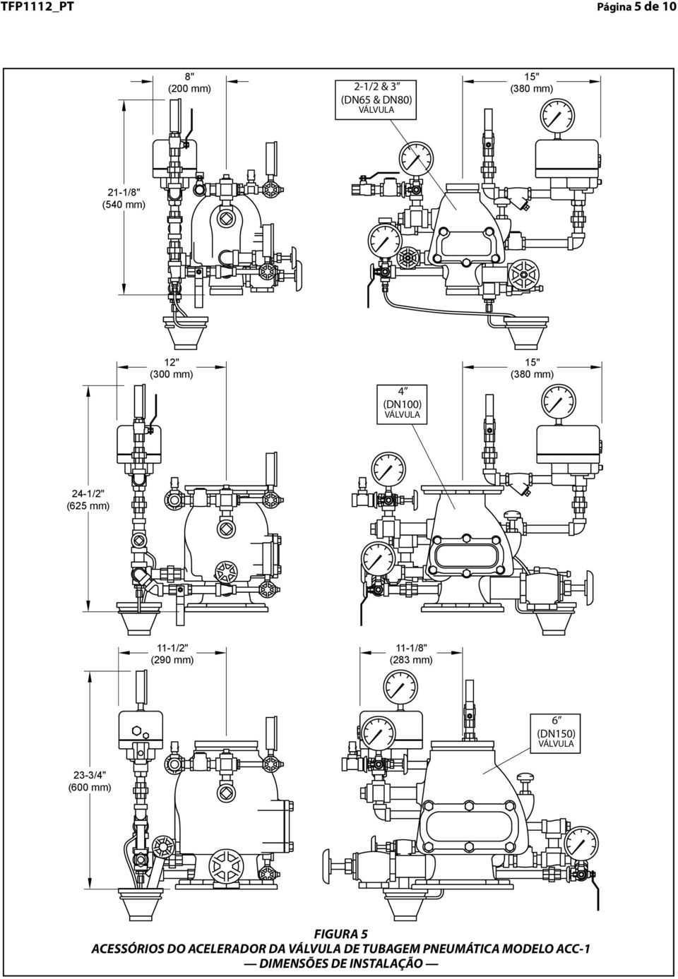 -/8" (283 mm) INCH (DN0) VÁLVULA VALVE 23-3/4" (00 mm) FIGURE FIGURA ACESSÓRIOS DO MODEL ACELERADOR