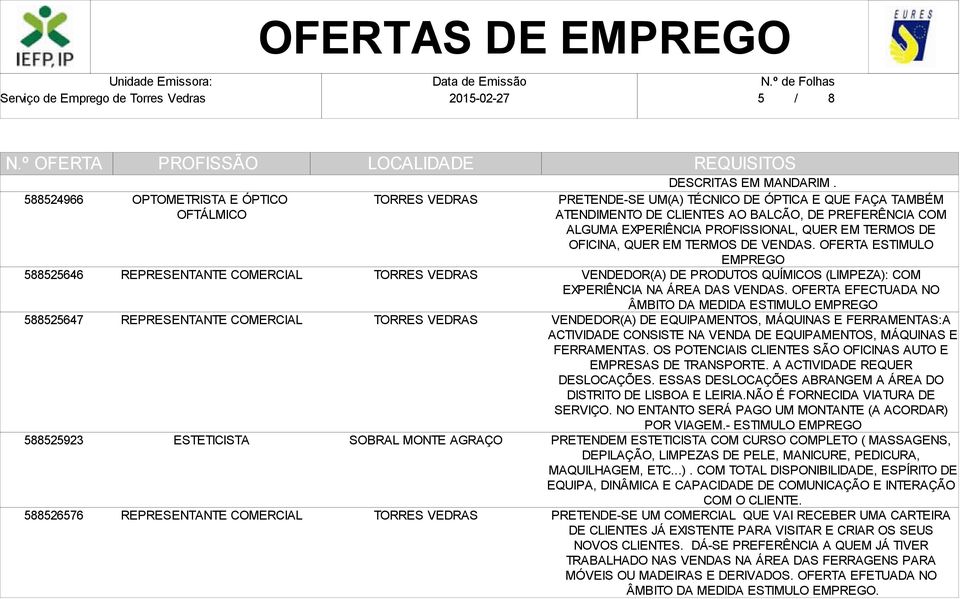 OFERTA ESTIMULO EMPREGO VENDEDOR(A) DE PRODUTOS QUÍMICOS (LIMPEZA): COM EXPERIÊNCIA NA ÁREA DAS VENDAS.