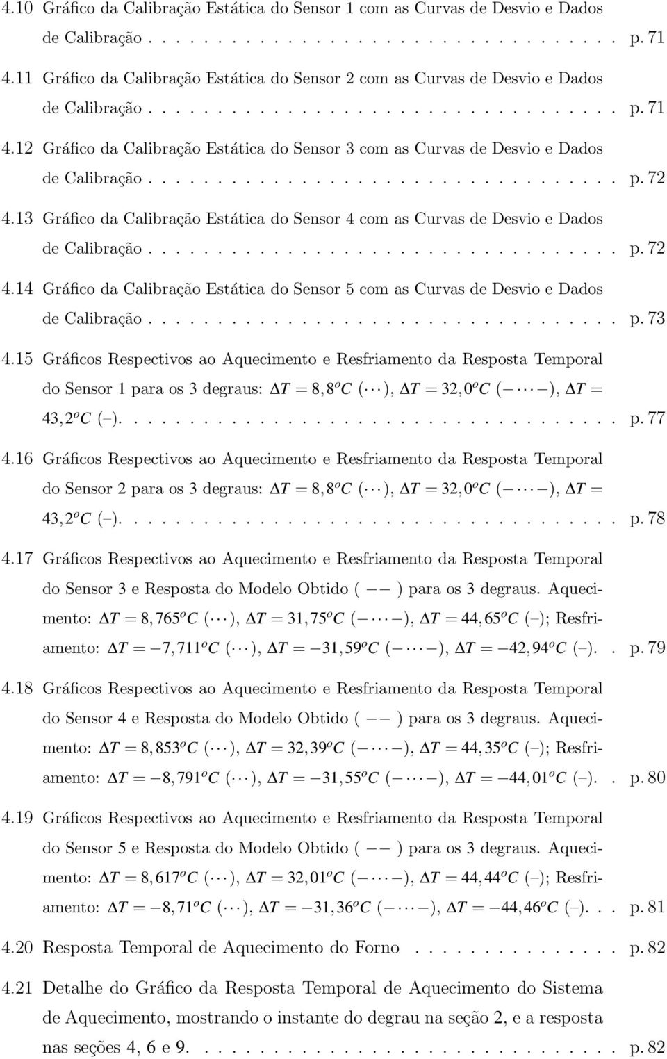 12 Gráfico da Calibração Estática do Sensor 3 com as Curvas de Desvio e Dados de Calibração.................................. p.72 4.