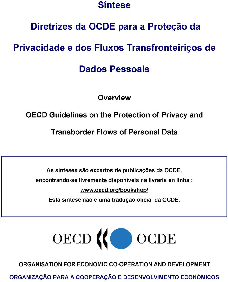 OCDE, encontrando-se livremente disponíveis na livraria en linha : www.oecd.