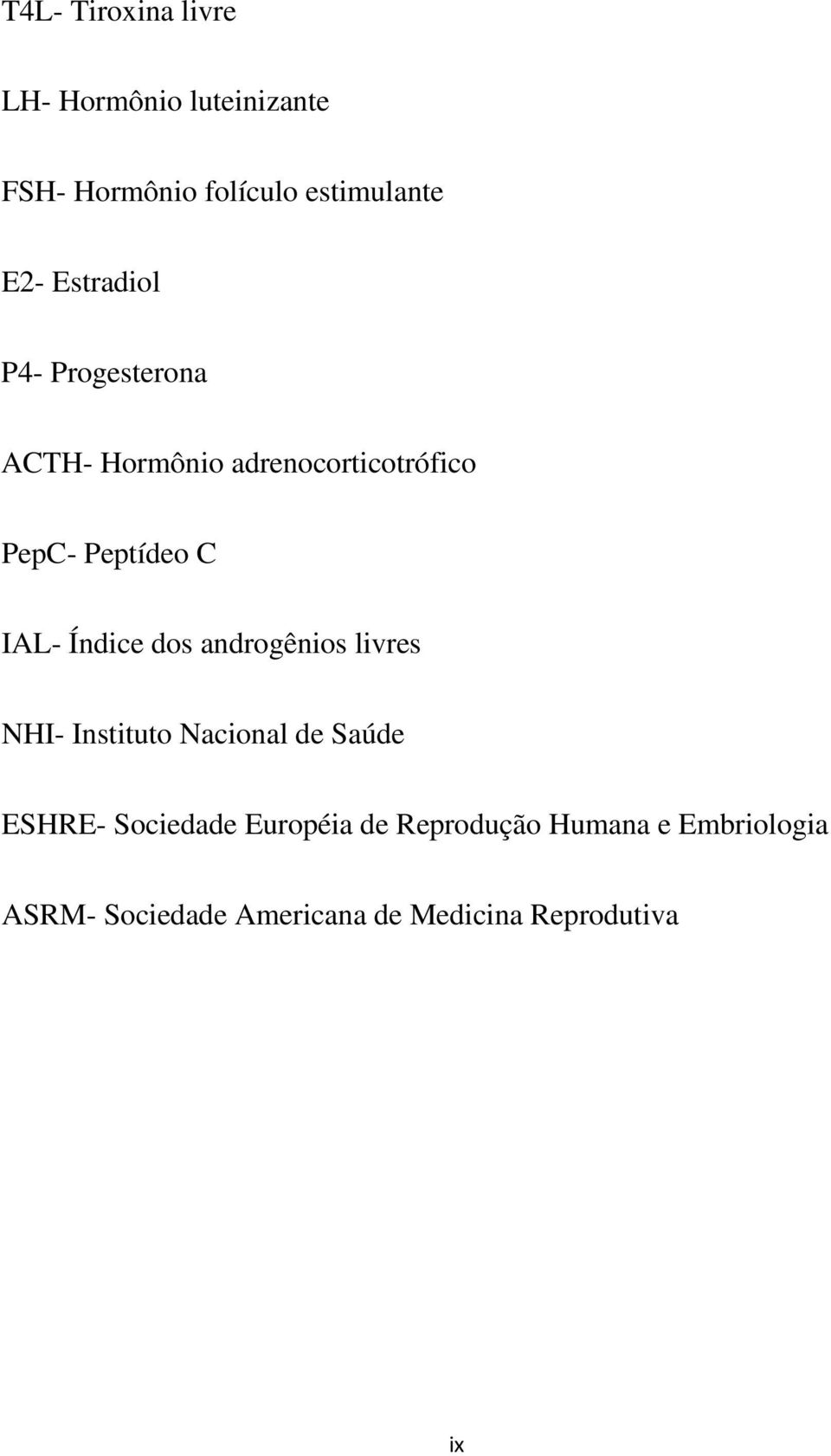 Índice dos androgênios livres NHI- Instituto Nacional de Saúde ESHRE- Sociedade