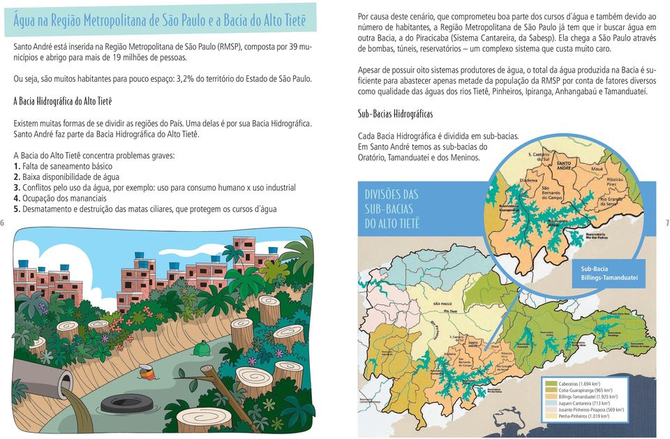 Uma delas é por sua Bacia Hidrográfica. Santo André faz parte da Bacia Hidrográfica do Alto Tietê. A Bacia do Alto Tietê concentra problemas graves: 1. Falta de saneamento básico 2.