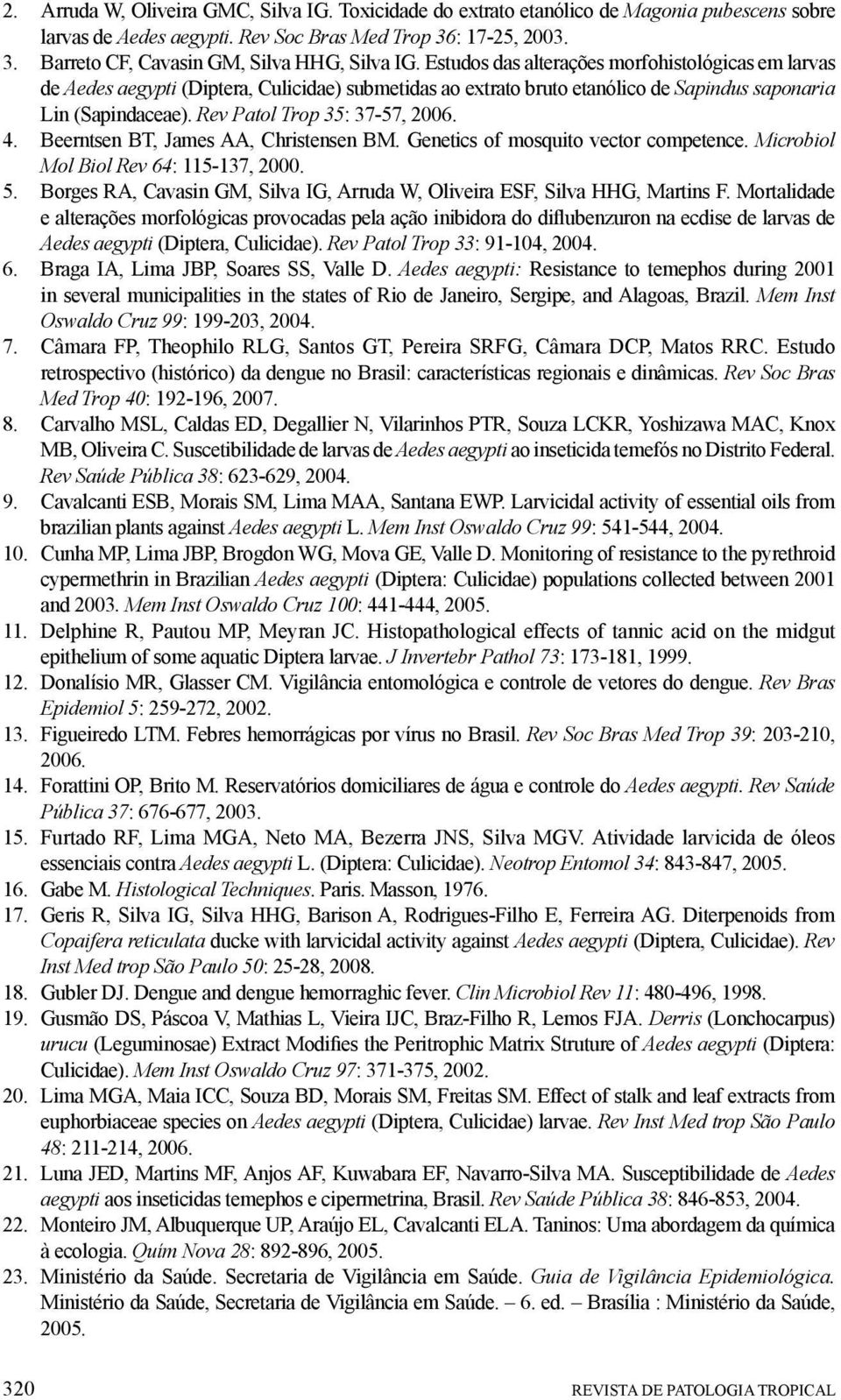 4. Beerntsen BT, James AA, Christensen BM. Genetics of mosquito vector competence. Microbiol Mol Biol Rev 64: 115-137, 2000. 5.