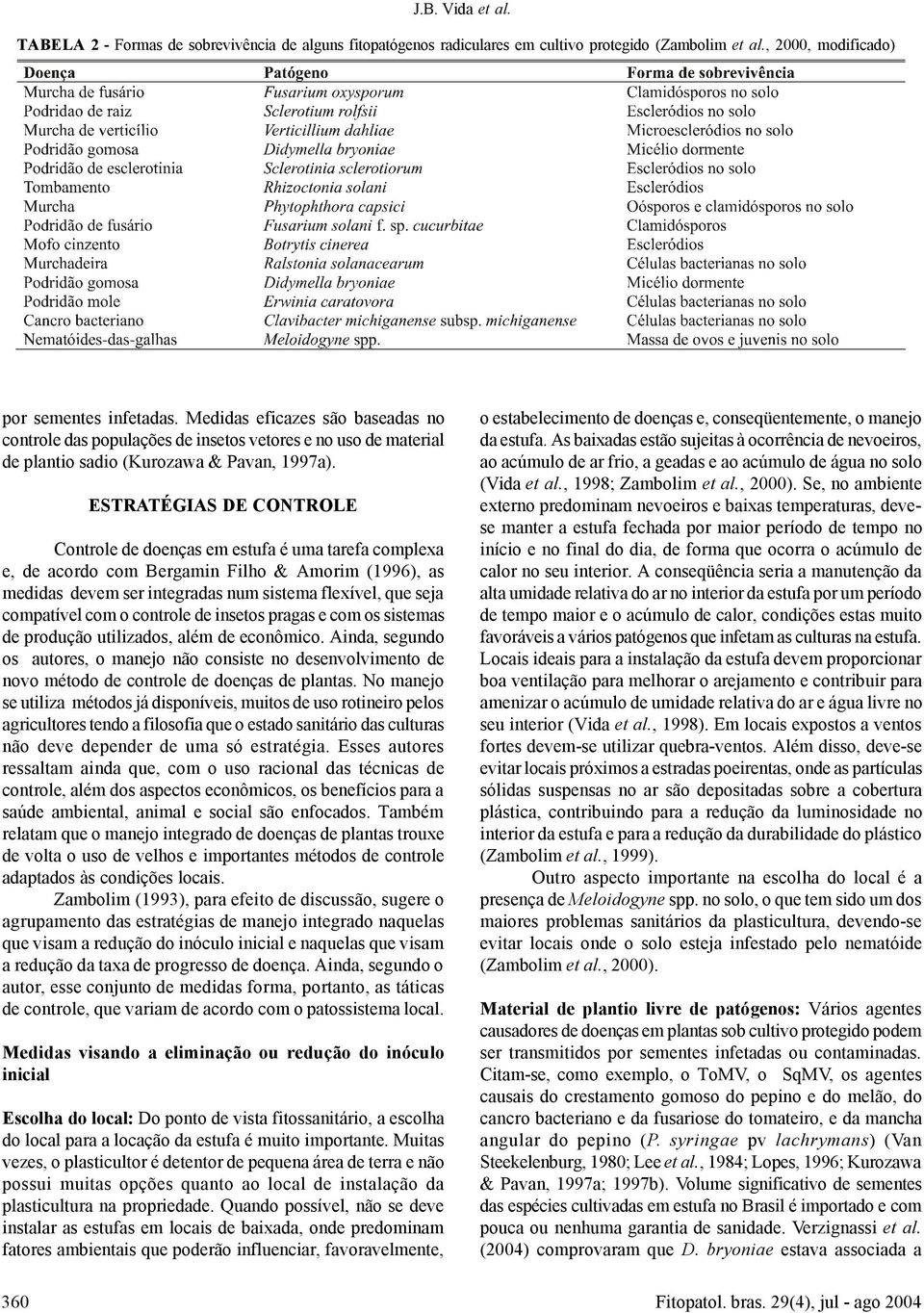 ESTRATÉGIAS DE CONTROLE Controle de doenças em estufa é uma tarefa complexa e, de acordo com Bergamin Filho & Amorim (1996), as medidas devem ser integradas num sistema flexível, que seja compatível