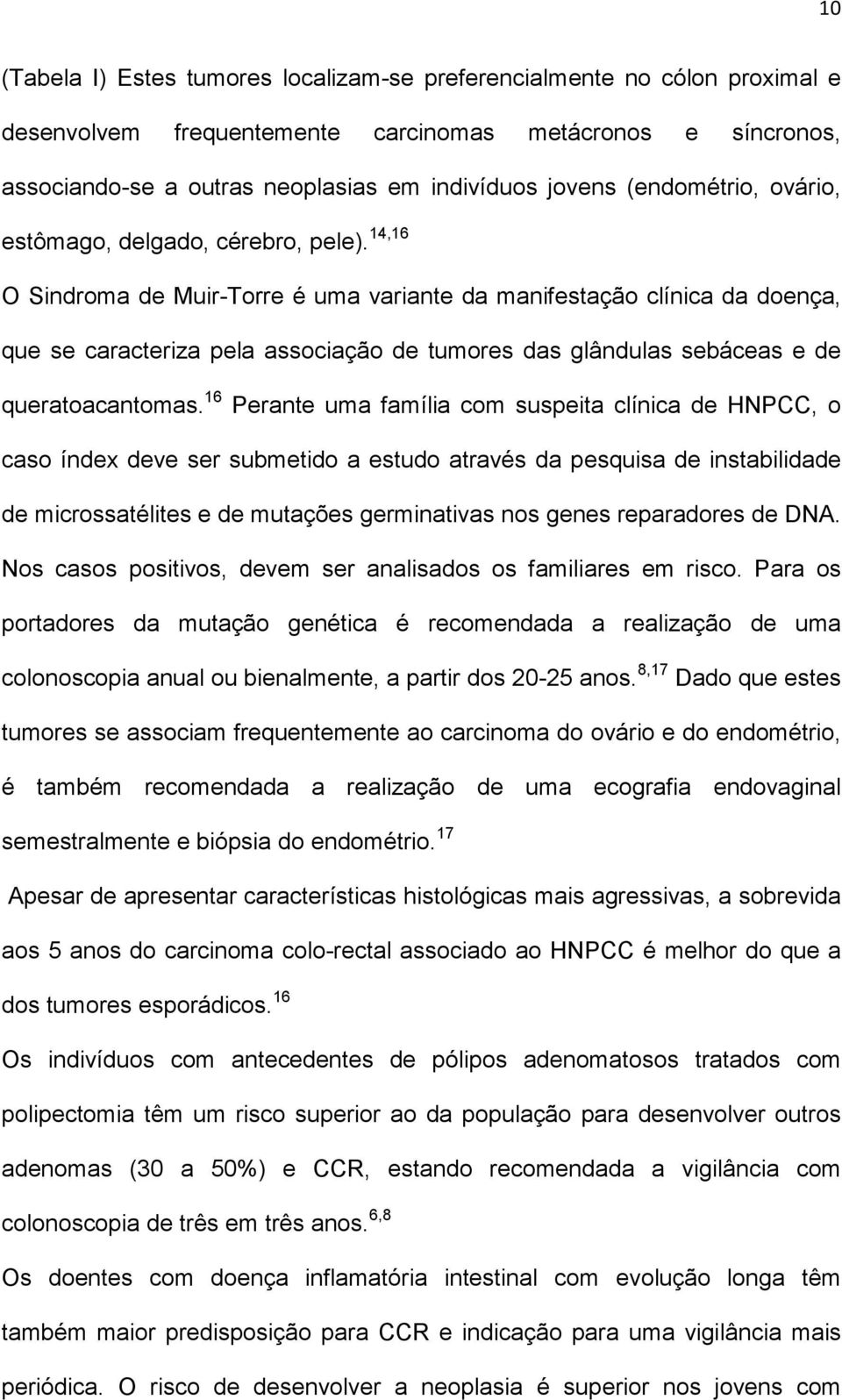 14,16 O Sindroma de Muir-Torre é uma variante da manifestação clínica da doença, que se caracteriza pela associação de tumores das glândulas sebáceas e de queratoacantomas.