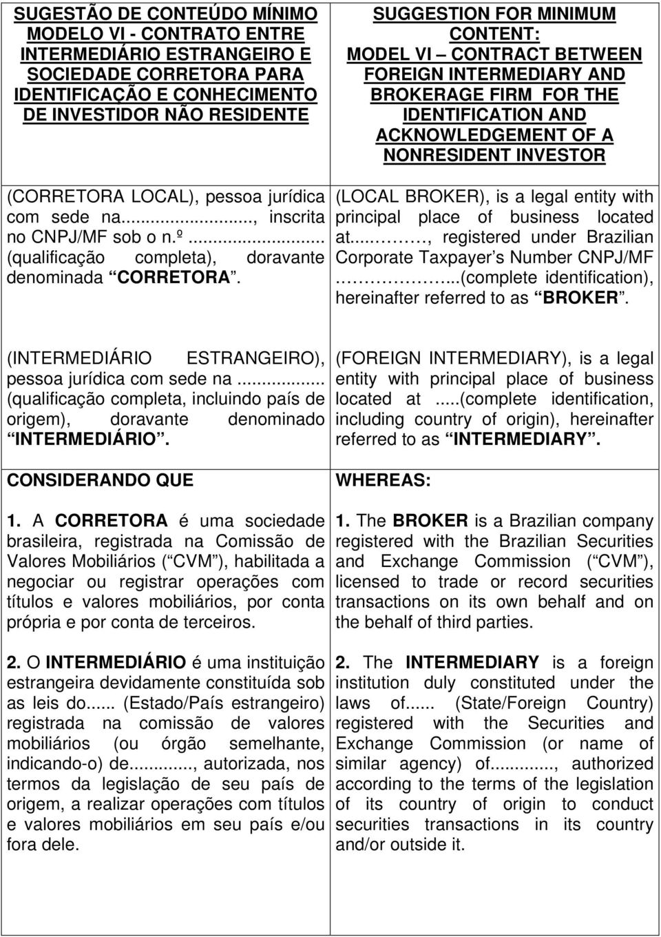 .., inscrita no CNPJ/MF sob o n.º... (qualificação completa), doravante denominada CORRETORA. (LOCAL BROKER), is a legal entity with principal place of business located at.