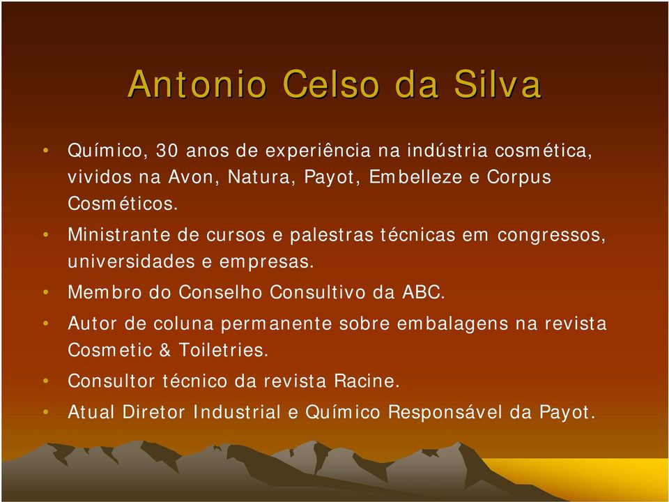 Ministrante de cursos e palestras técnicas em congressos, universidades e empresas.