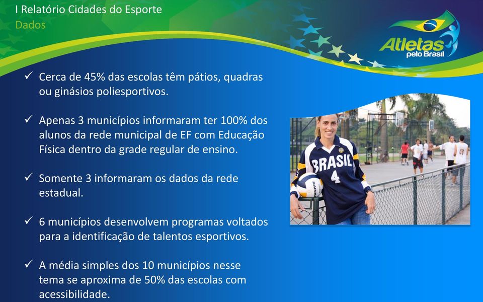 Apenas 3 municípios informaram ter 100% dos alunos da rede municipal de EF com Educação Física dentro da grade